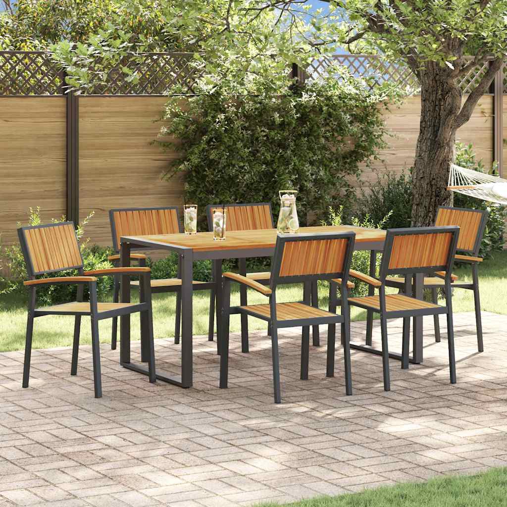 Garten Essgruppe 7 pcs Schwarz Massivholz Akazie