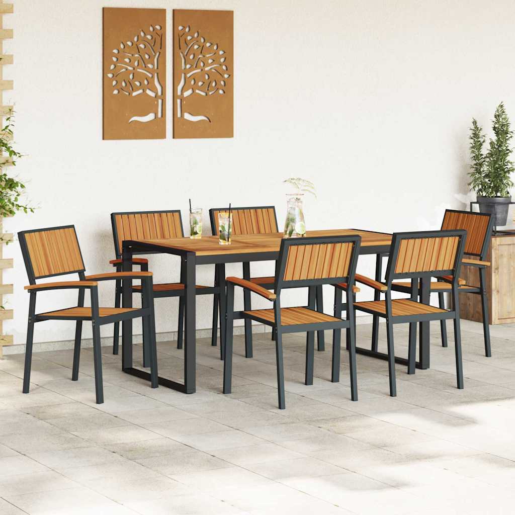 Garten Essgruppe 7 pcs Schwarz Massivholz Akazie
