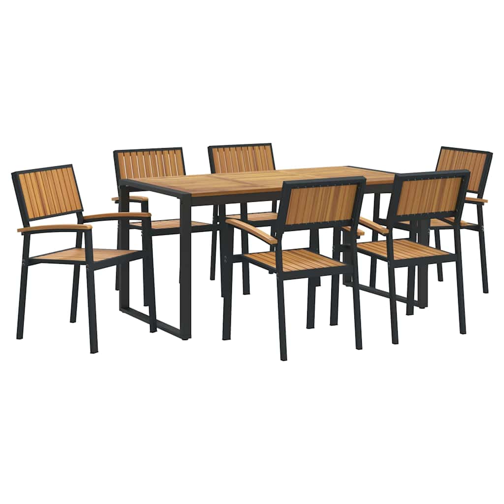 Garten Essgruppe 7 pcs Schwarz Massivholz Akazie