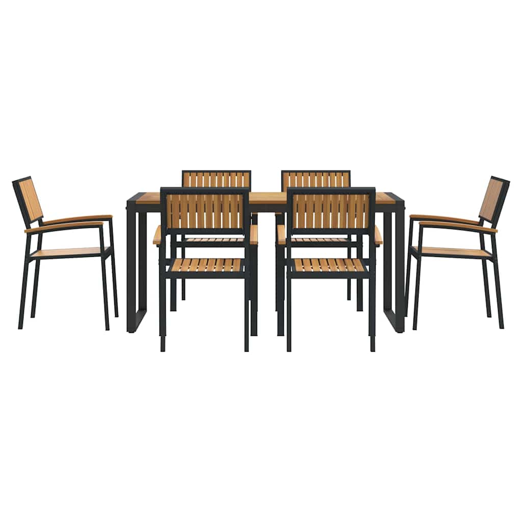 Garten Essgruppe 7 pcs Schwarz Massivholz Akazie