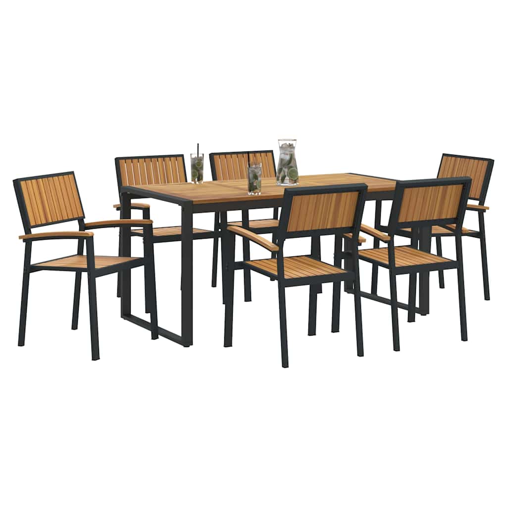 Garten Essgruppe 7 pcs Schwarz Massivholz Akazie