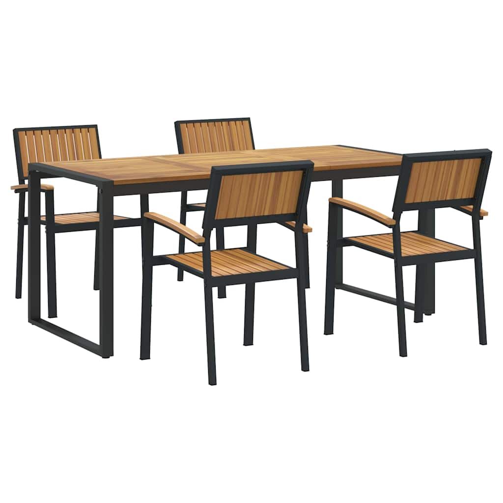 Garten Essgruppe 5 pcs Schwarz Massivholz Akazie