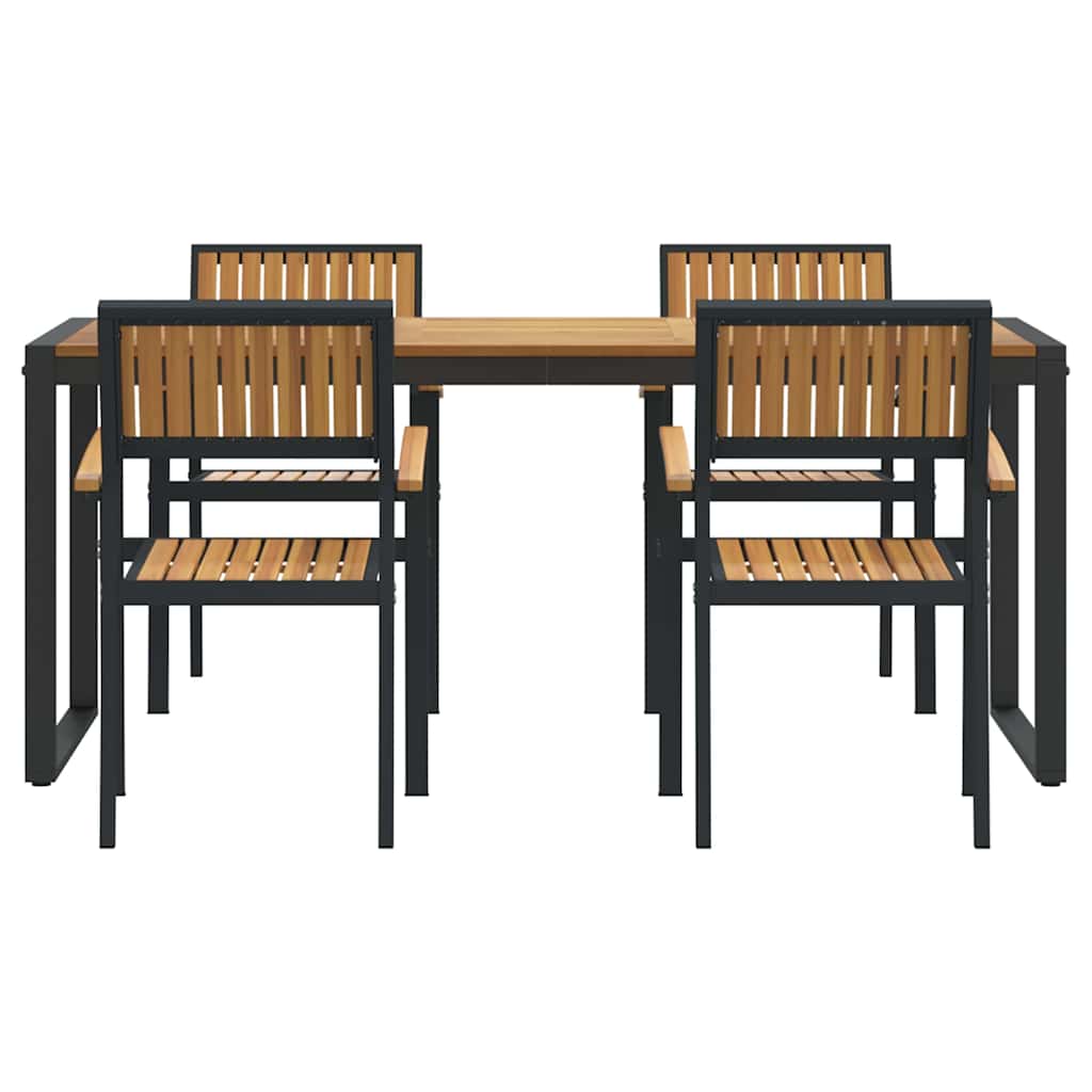 Garten Essgruppe 5 pcs Schwarz Massivholz Akazie