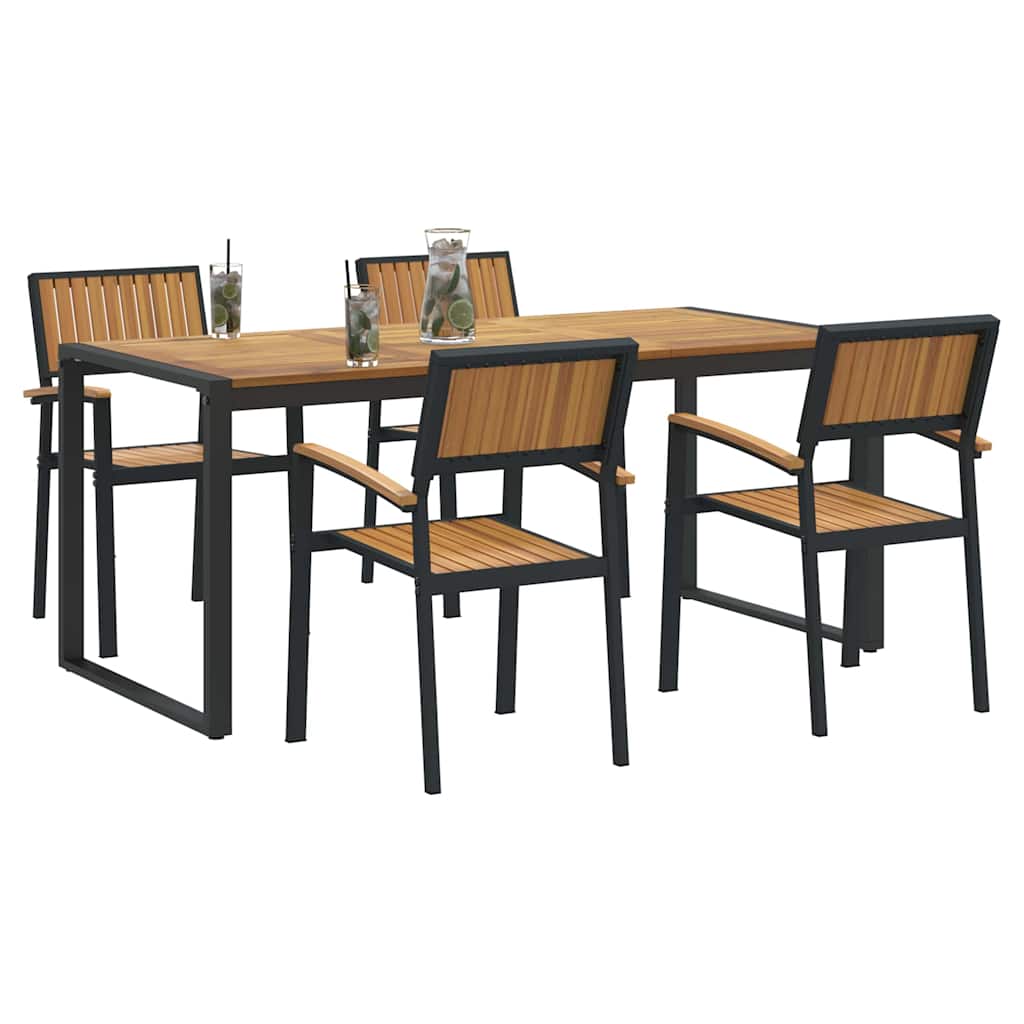 Garten Essgruppe 5 pcs Schwarz Massivholz Akazie