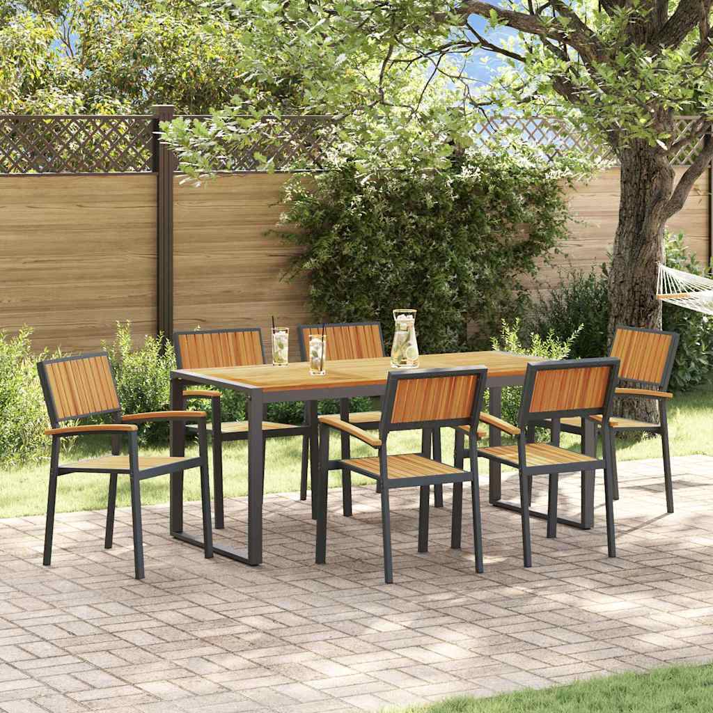 Garten Essgruppe 7 pcs Schwarz Massivholz Akazie