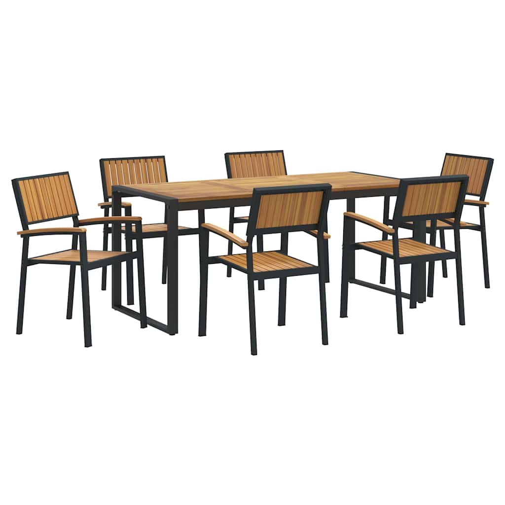 Garten Essgruppe 7 pcs Schwarz Massivholz Akazie