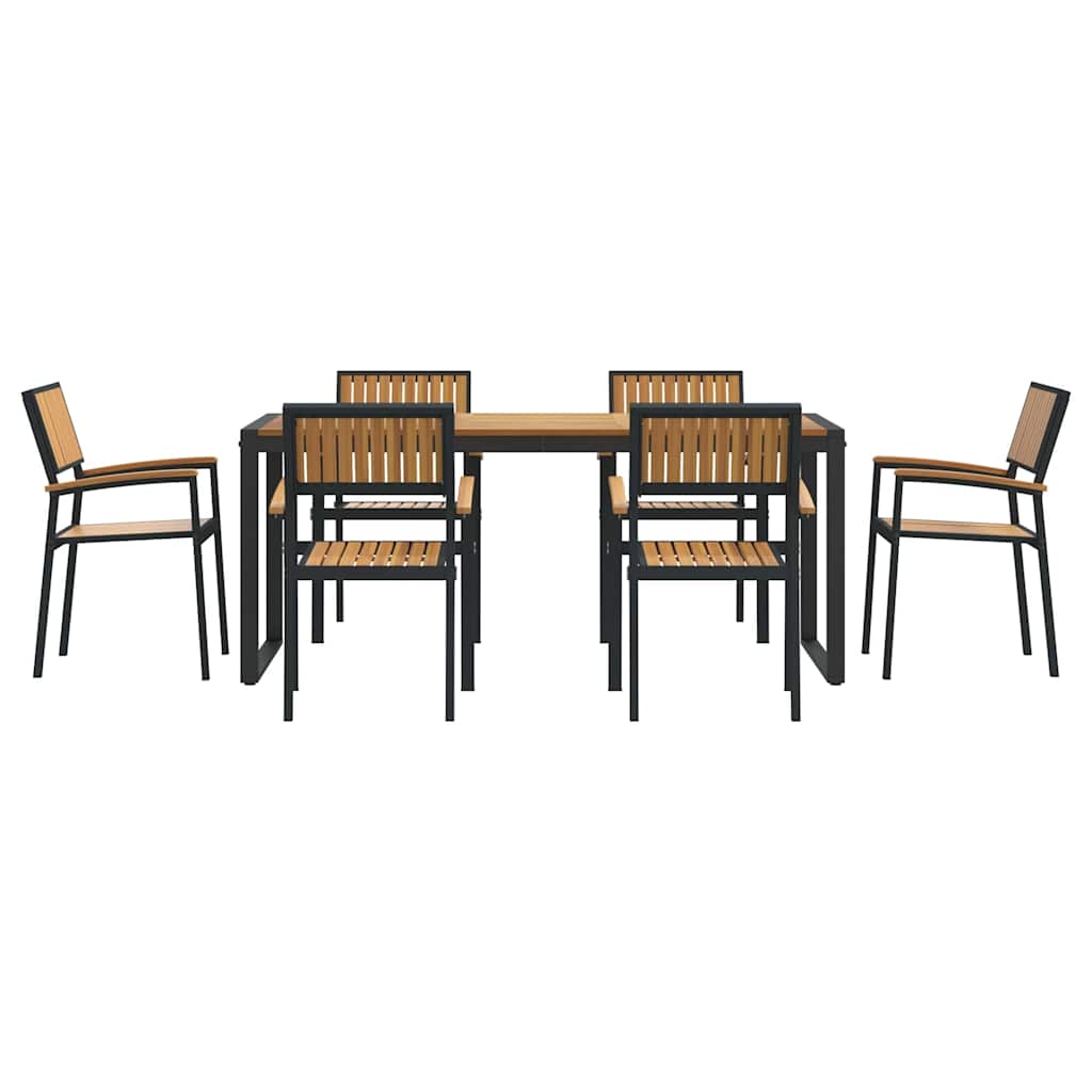 Garten Essgruppe 7 pcs Schwarz Massivholz Akazie