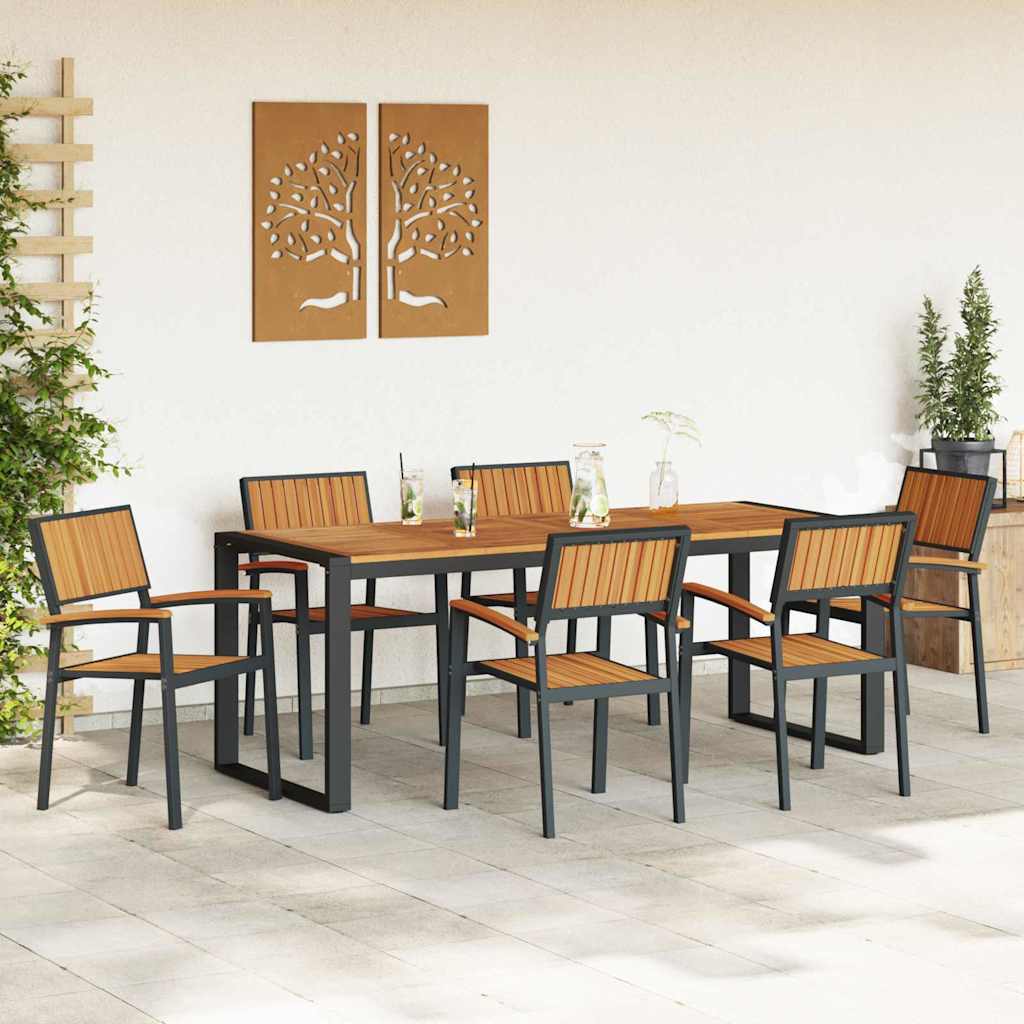 Garten Essgruppe 7 pcs Schwarz Massivholz Akazie