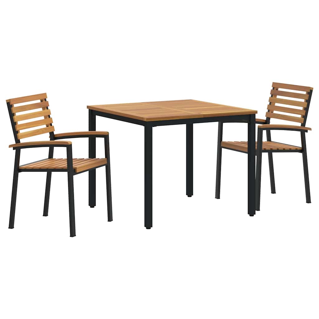 Garten Essgruppe 3 pcs Schwarz Massivholz Akazie