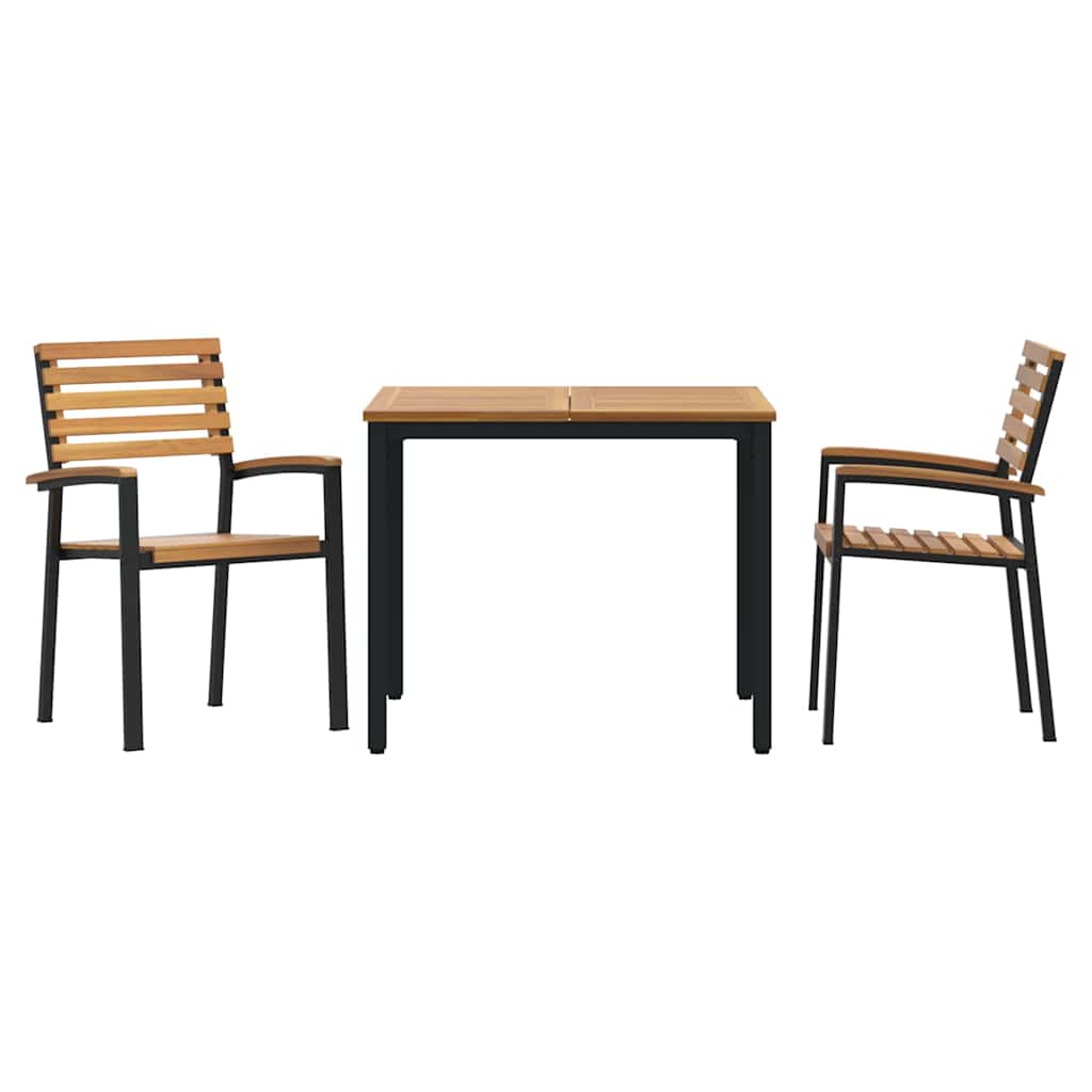 Garten Essgruppe 3 pcs Schwarz Massivholz Akazie