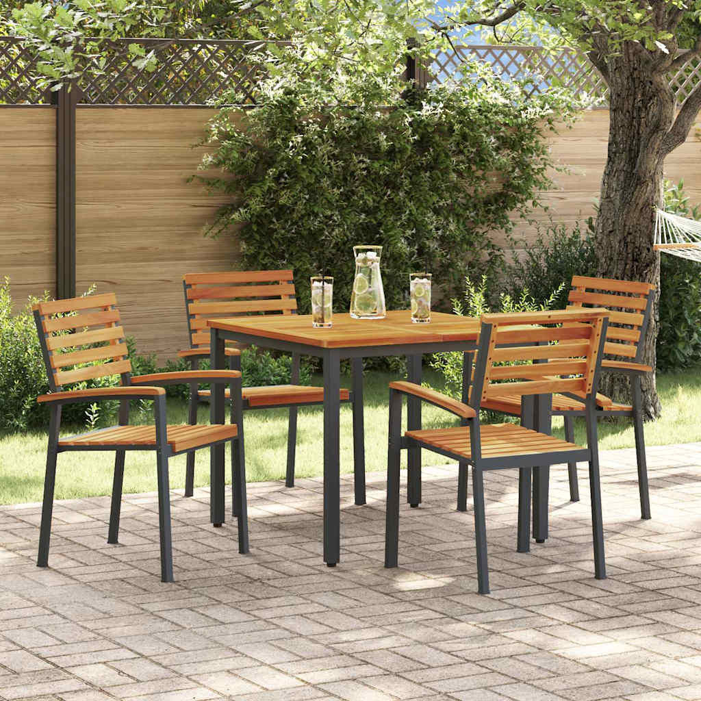 Garten Essgruppe 5 pcs Schwarz Massivholz Akazie