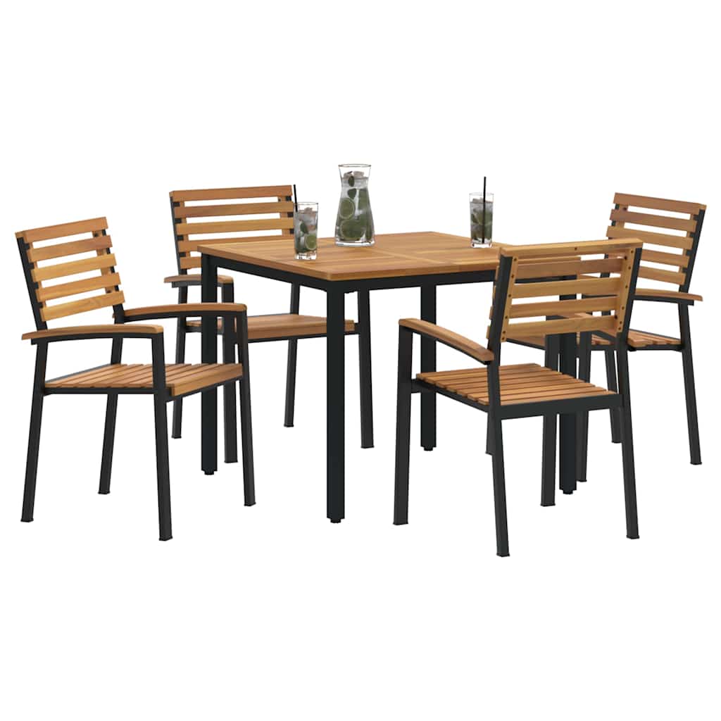 Garten Essgruppe 5 pcs Schwarz Massivholz Akazie