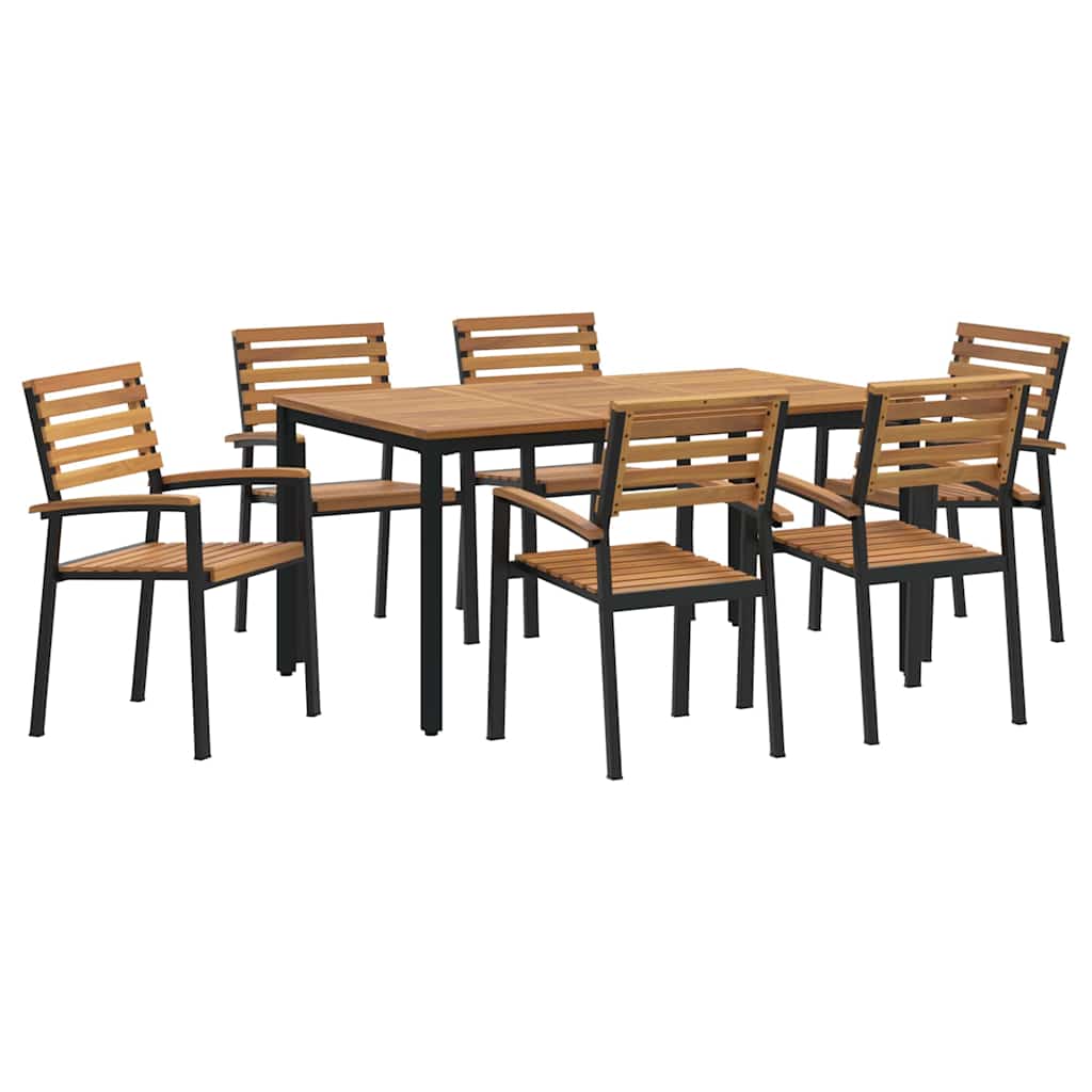 Garten Essgruppe 7 pcs Schwarz Massivholz Akazie