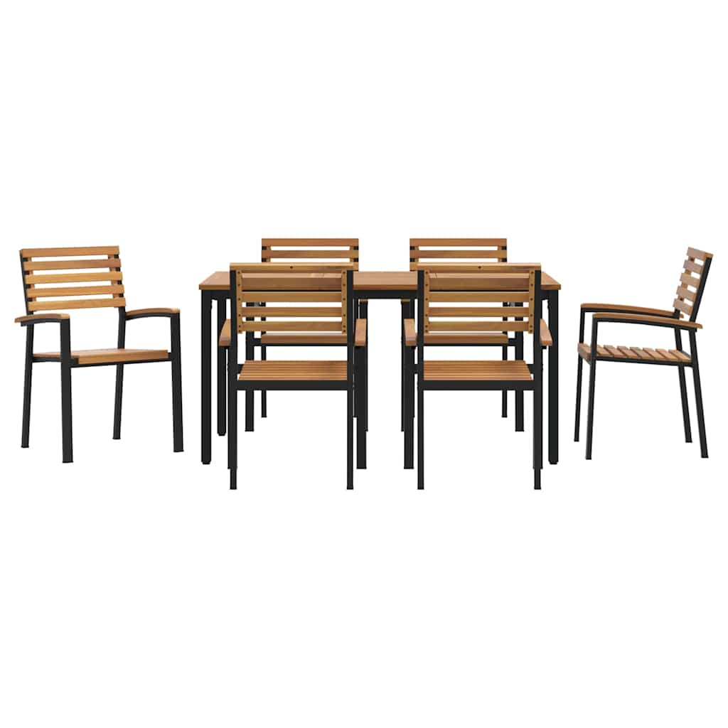 Garten Essgruppe 7 pcs Schwarz Massivholz Akazie