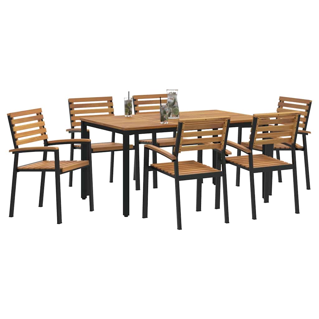 Garten Essgruppe 7 pcs Schwarz Massivholz Akazie