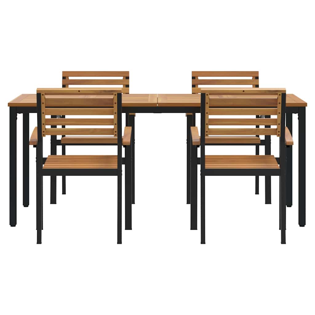 Garten Essgruppe 5 pcs Schwarz Massivholz Akazie