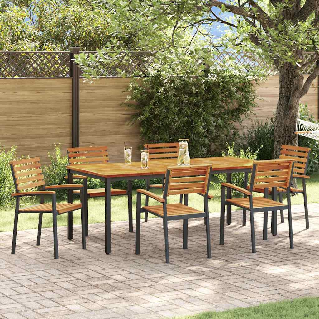 Garten Essgruppe 7 pcs Schwarz Massivholz Akazie