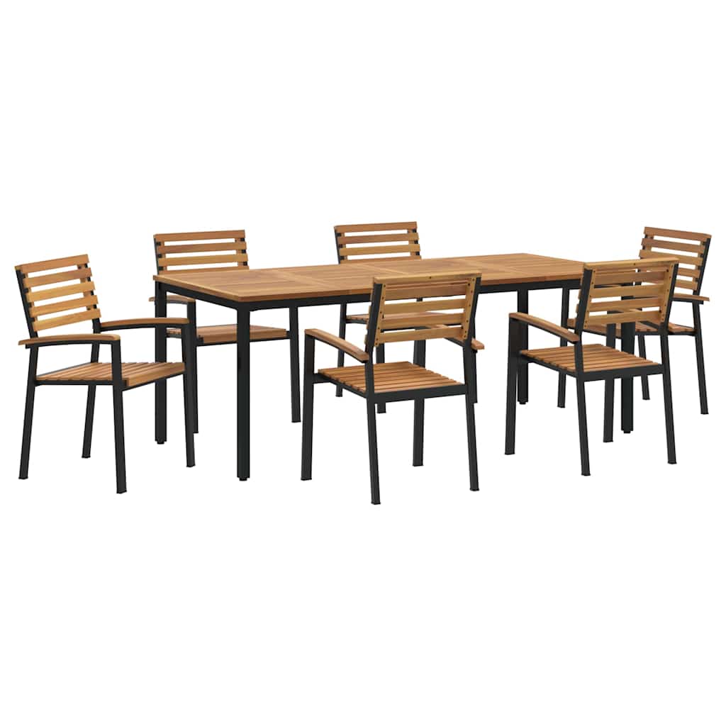 Garten Essgruppe 7 pcs Schwarz Massivholz Akazie