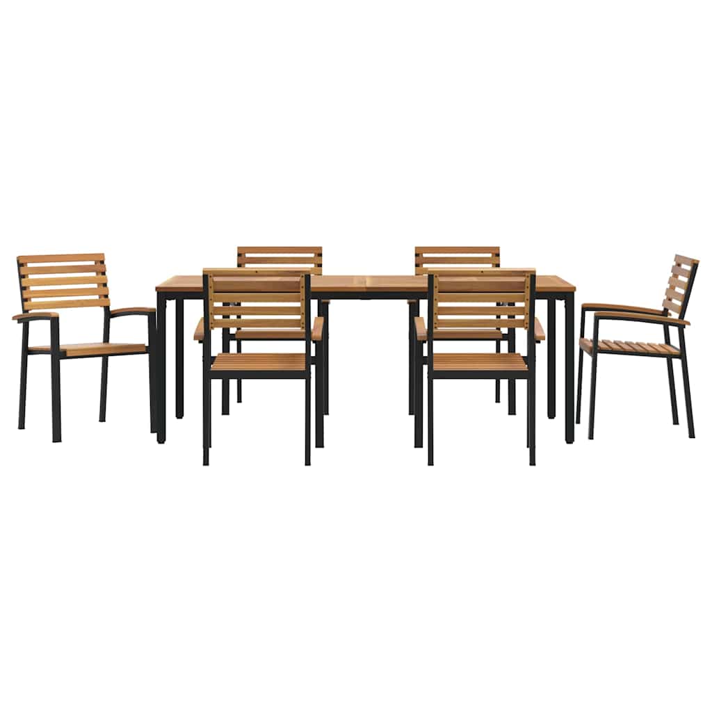 Garten Essgruppe 7 pcs Schwarz Massivholz Akazie