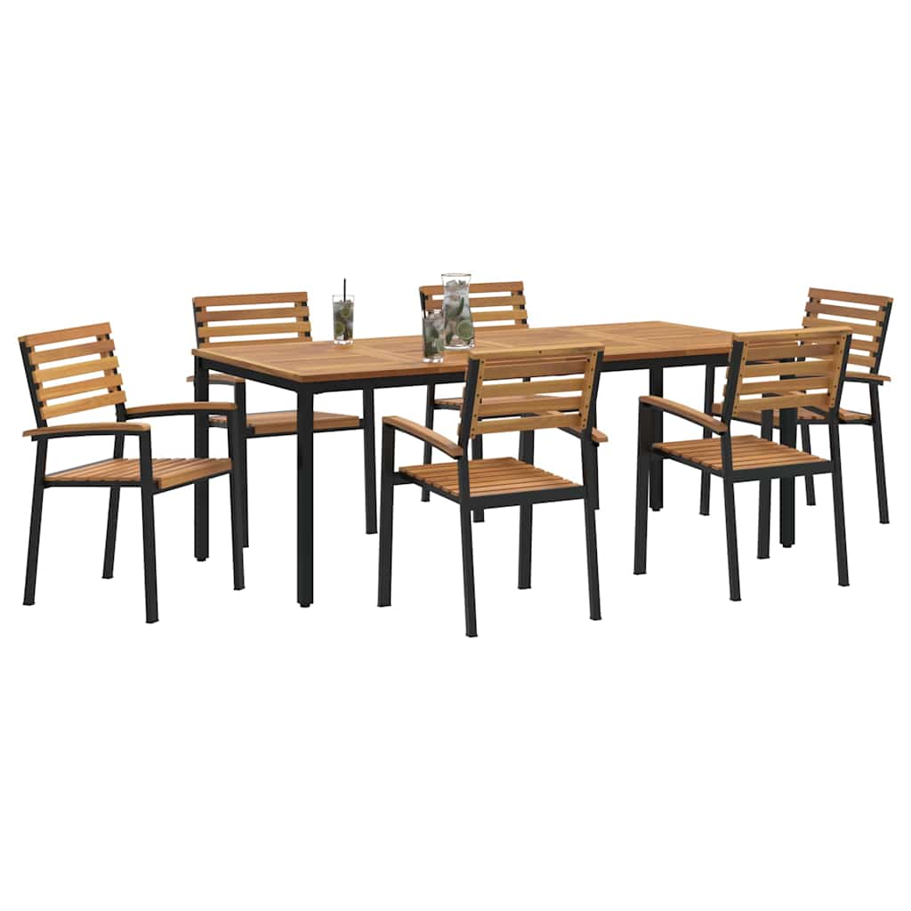 Garten Essgruppe 7 pcs Schwarz Massivholz Akazie