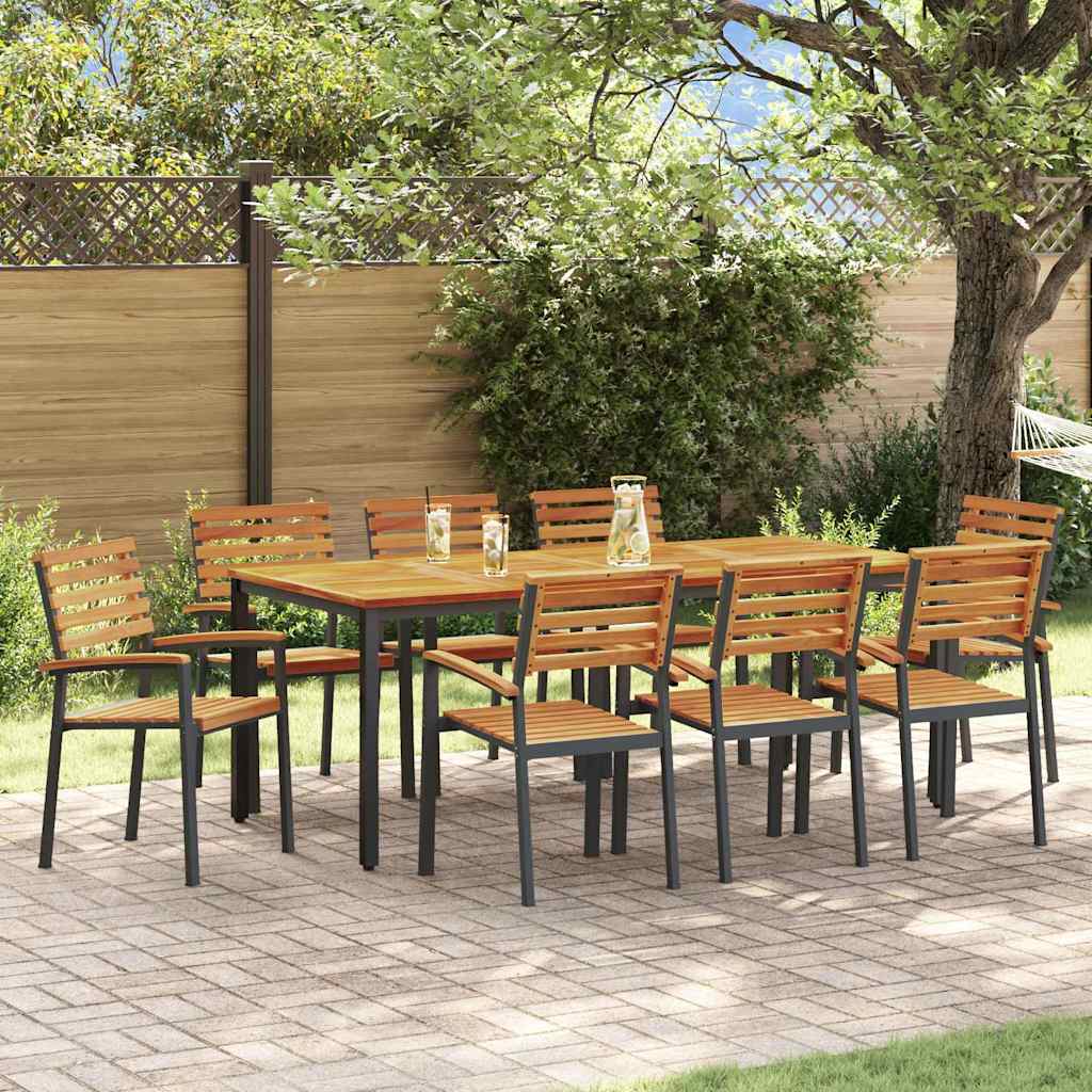 Garten Essgruppe 9 pcs Schwarz Massivholz Akazie
