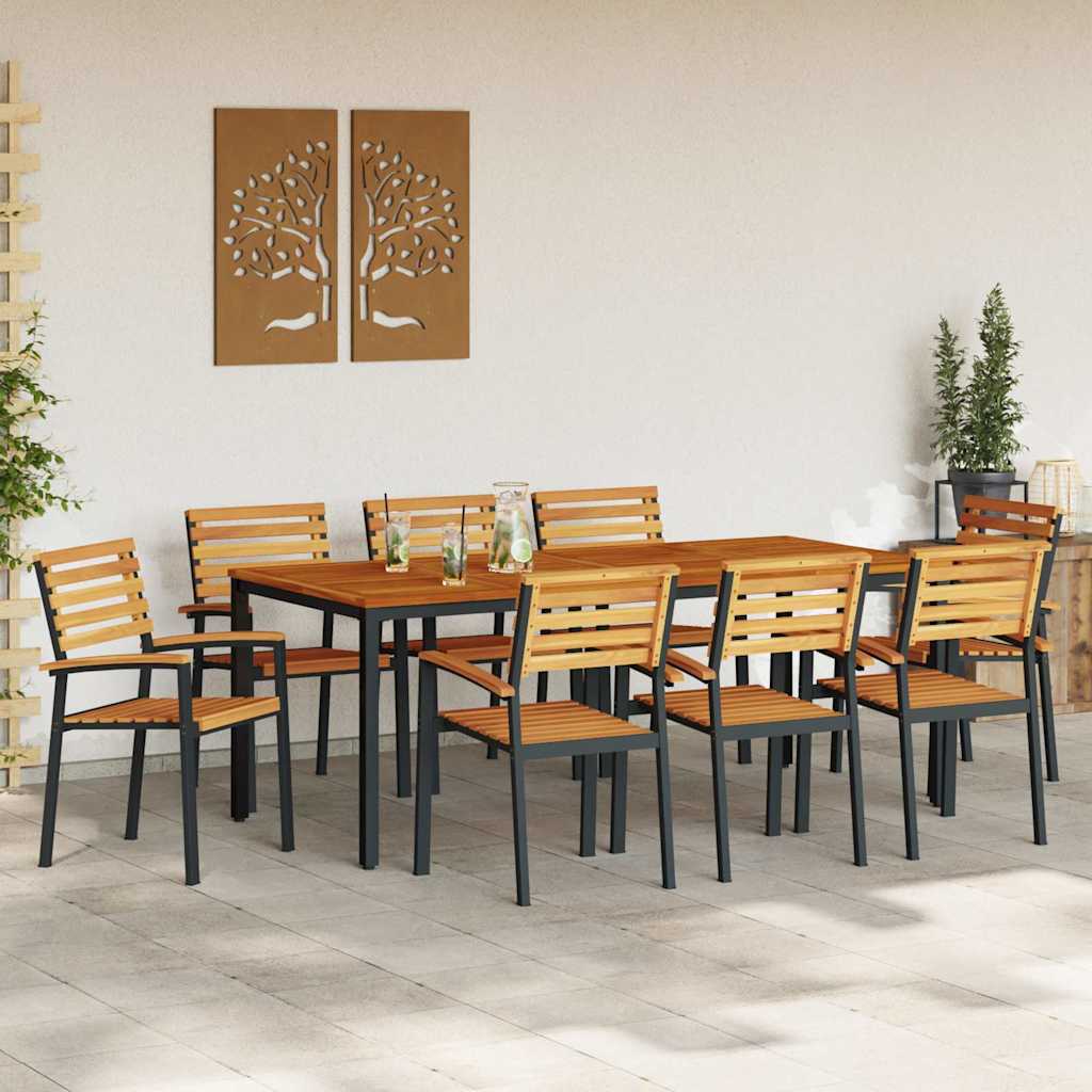 Garten Essgruppe 9 pcs Schwarz Massivholz Akazie