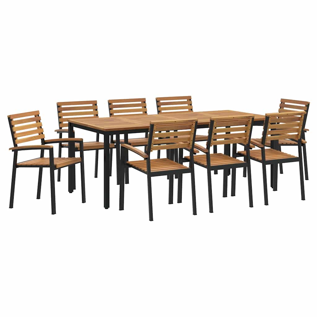 Garten Essgruppe 9 pcs Schwarz Massivholz Akazie