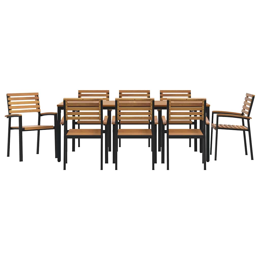 Garten Essgruppe 9 pcs Schwarz Massivholz Akazie