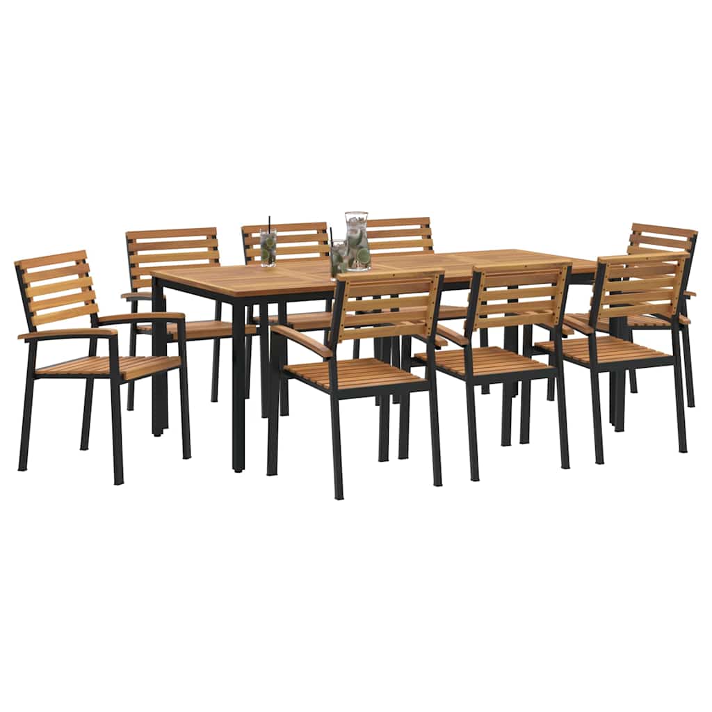 Garten Essgruppe 9 pcs Schwarz Massivholz Akazie