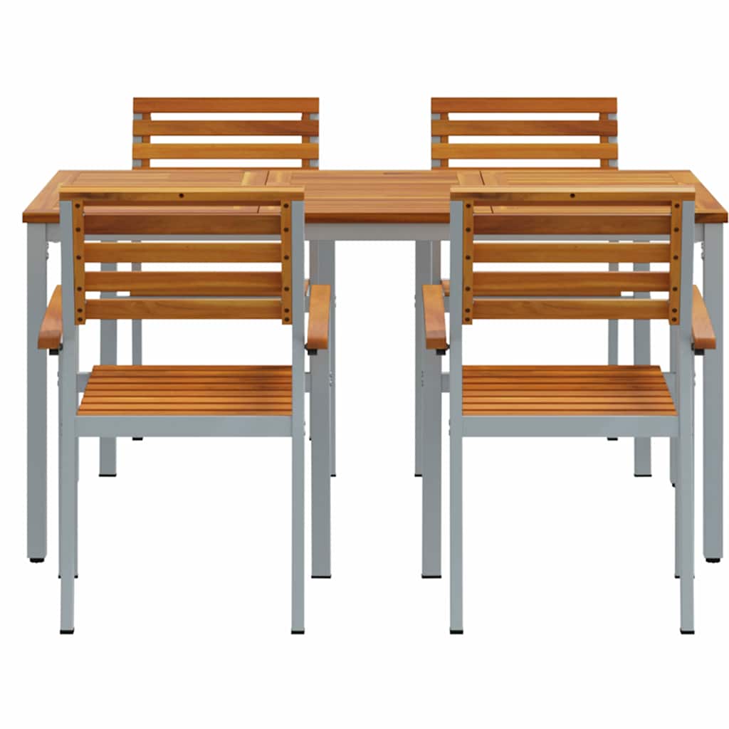 Garten Essgruppe 5 pcs Grau Massivholz Akazie