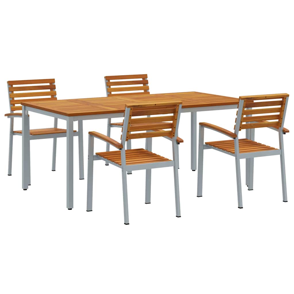 Garten Essgruppe 5 pcs Grau Massivholz Akazie