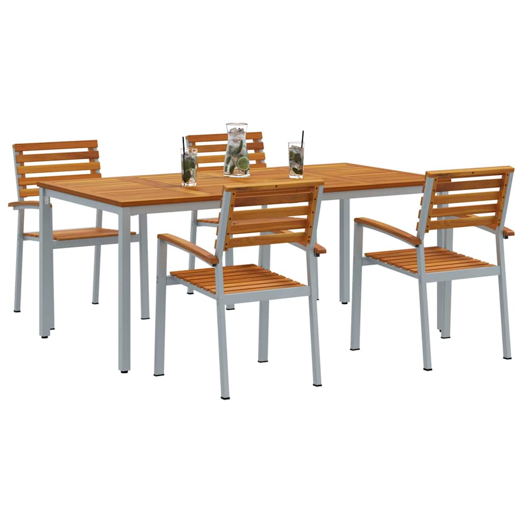 Garten Essgruppe 5 pcs Grau Massivholz Akazie