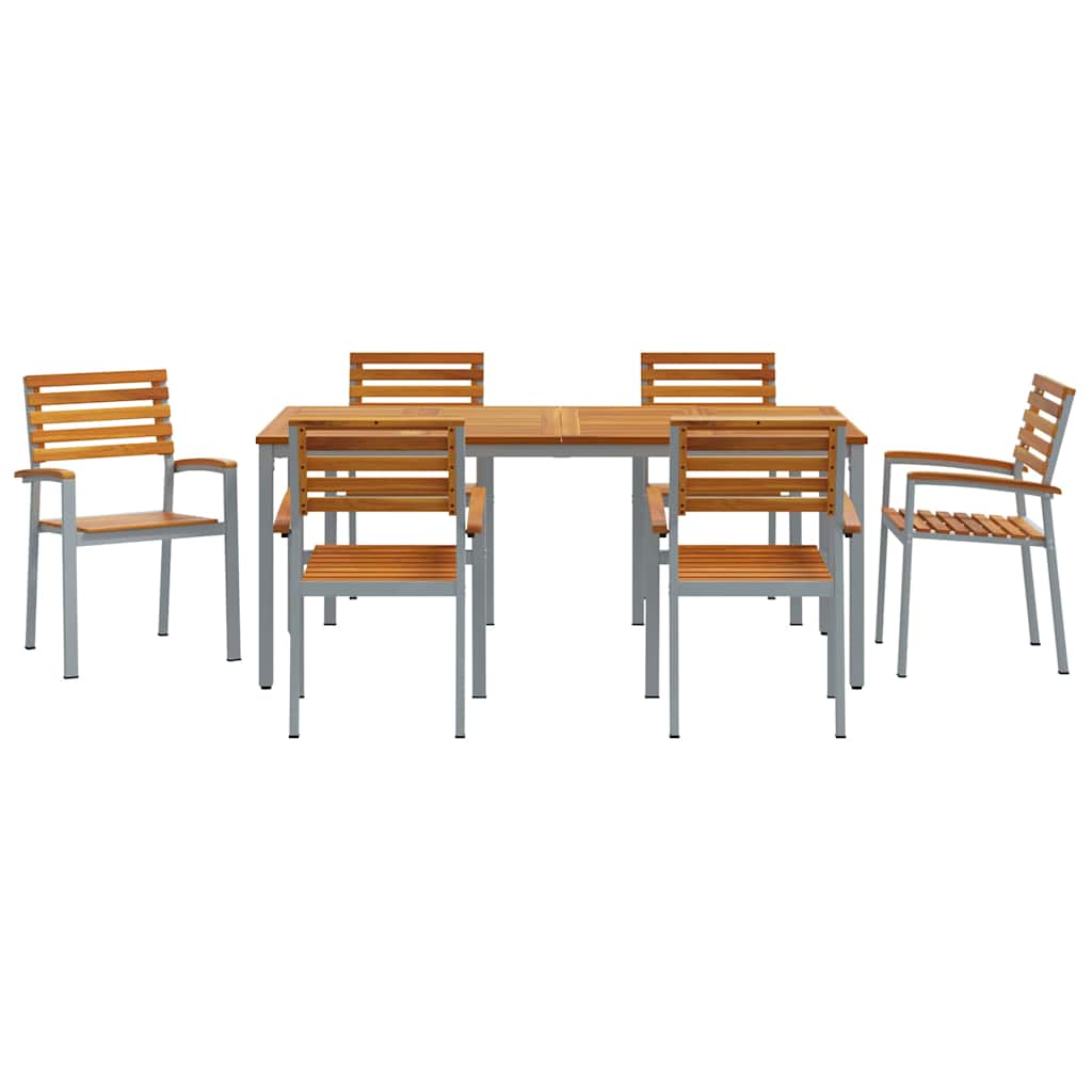 Garten Essgruppe 7 pcs Grau Massivholz Akazie