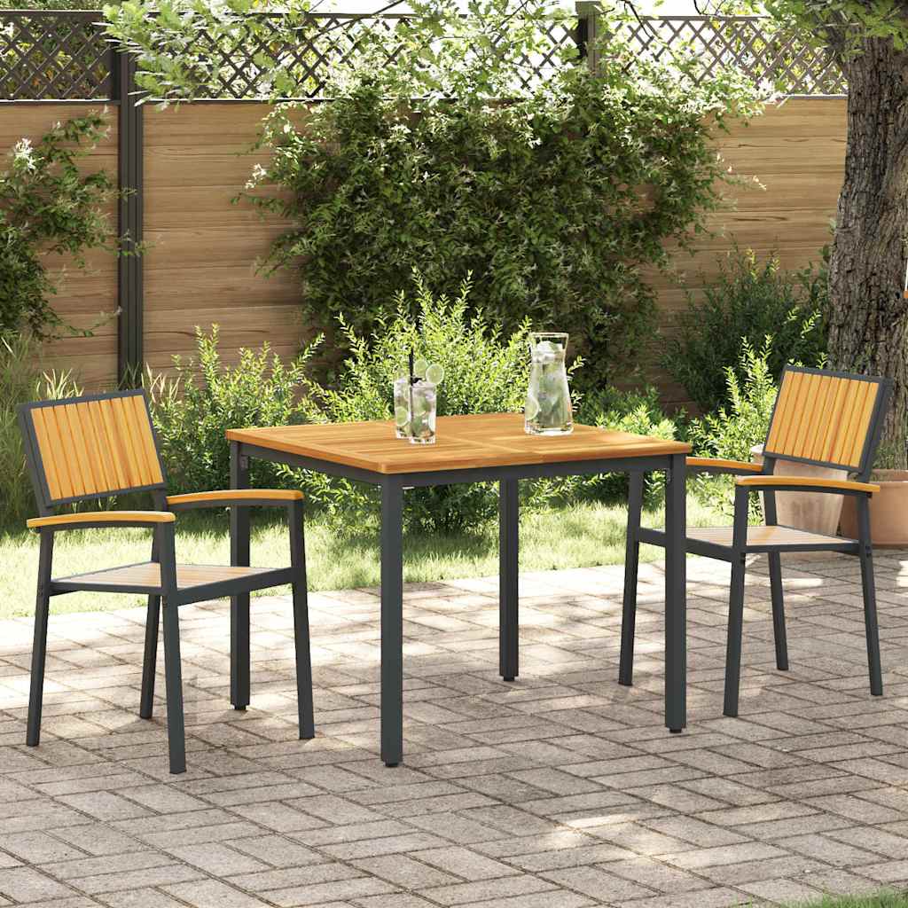 Garten Essgruppe 3 pcs Schwarz Massivholz Akazie
