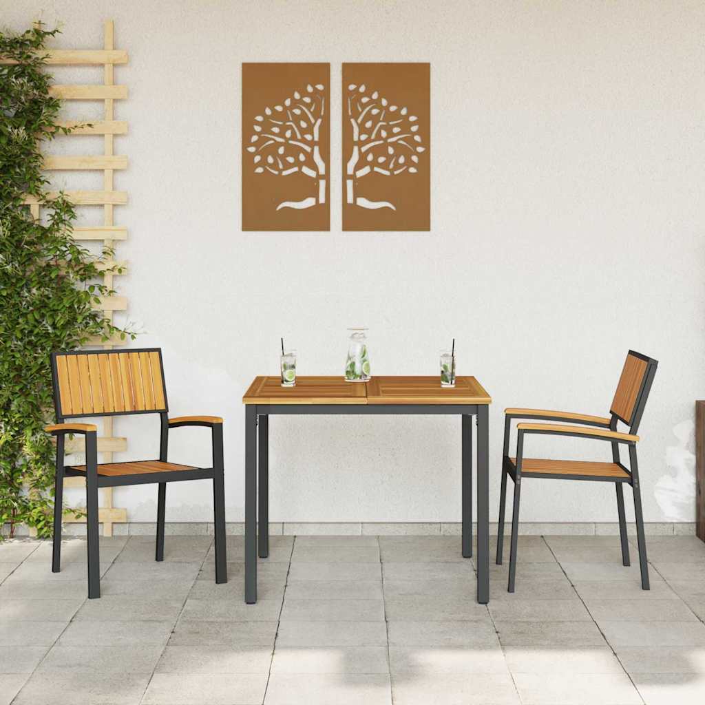 Garten Essgruppe 3 pcs Schwarz Massivholz Akazie