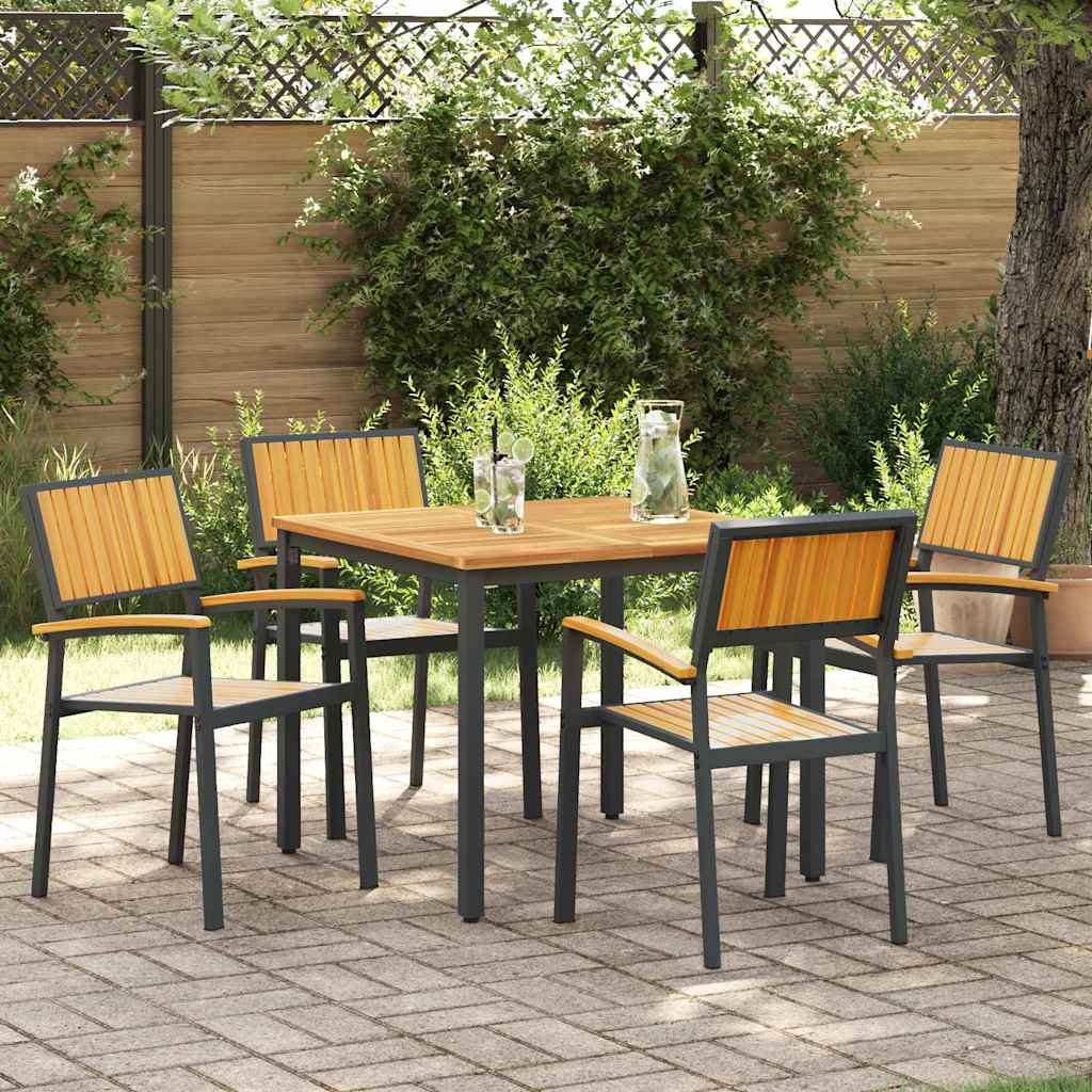 Garten Essgruppe 5 pcs Schwarz Massivholz Akazie