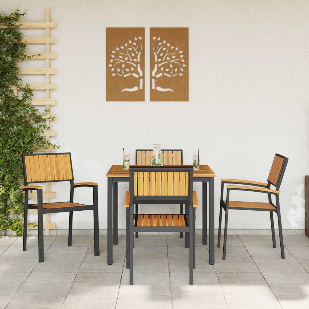 Garten Essgruppe 5 pcs Schwarz Massivholz Akazie