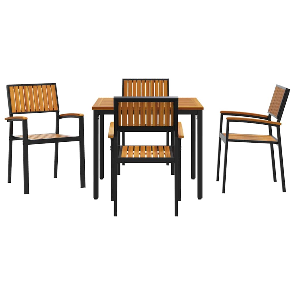 Garten Essgruppe 5 pcs Schwarz Massivholz Akazie