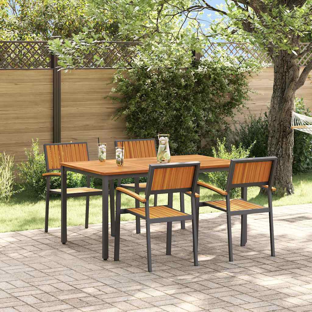 Garten Essgruppe 5 pcs Schwarz Massivholz Akazie