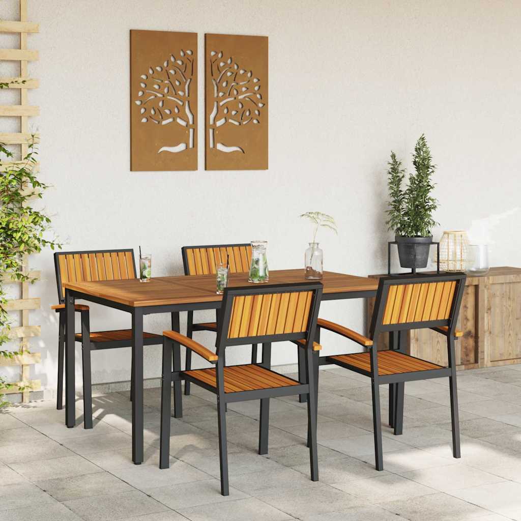 Garten Essgruppe 5 pcs Schwarz Massivholz Akazie