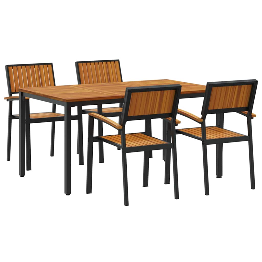 Garten Essgruppe 5 pcs Schwarz Massivholz Akazie