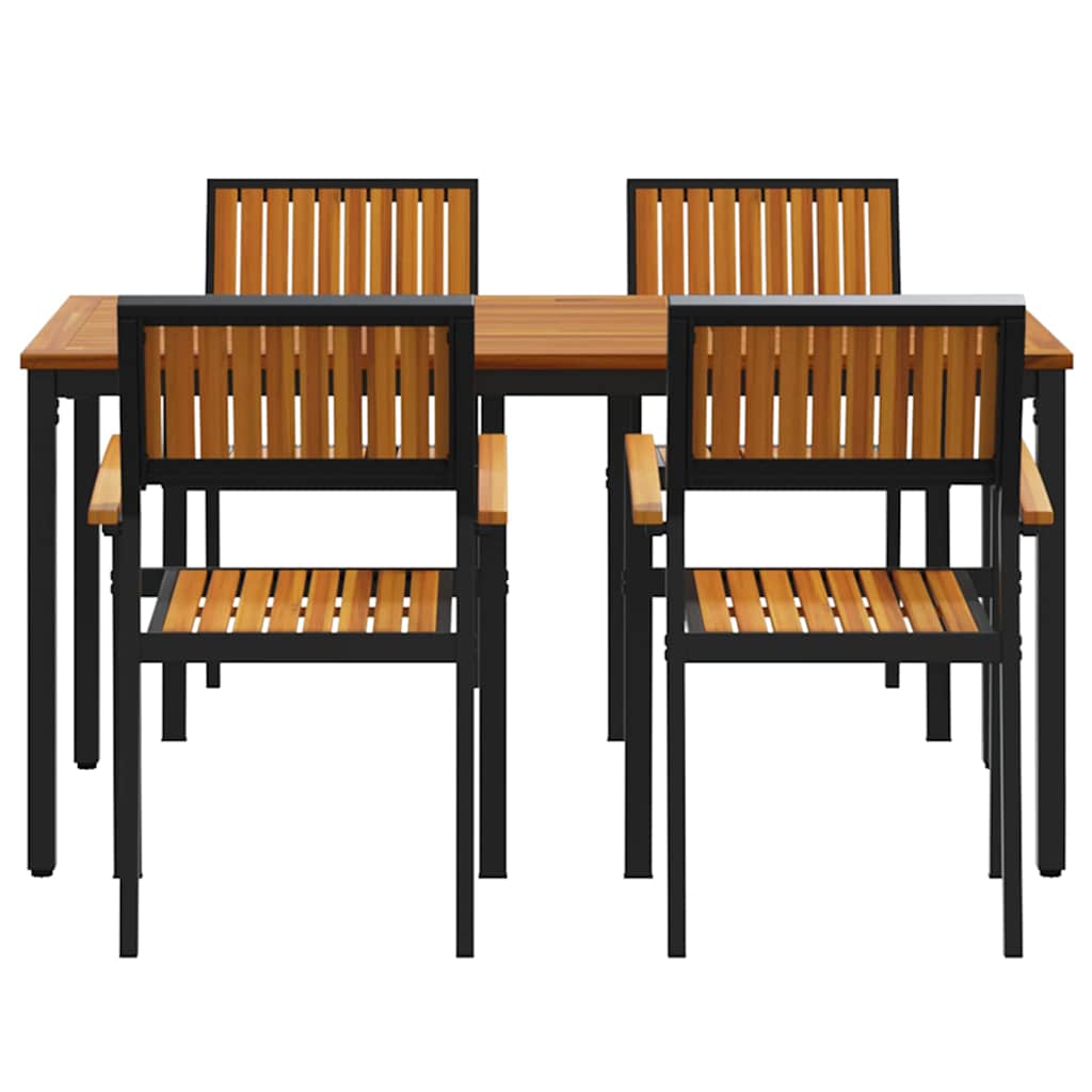 Garten Essgruppe 5 pcs Schwarz Massivholz Akazie