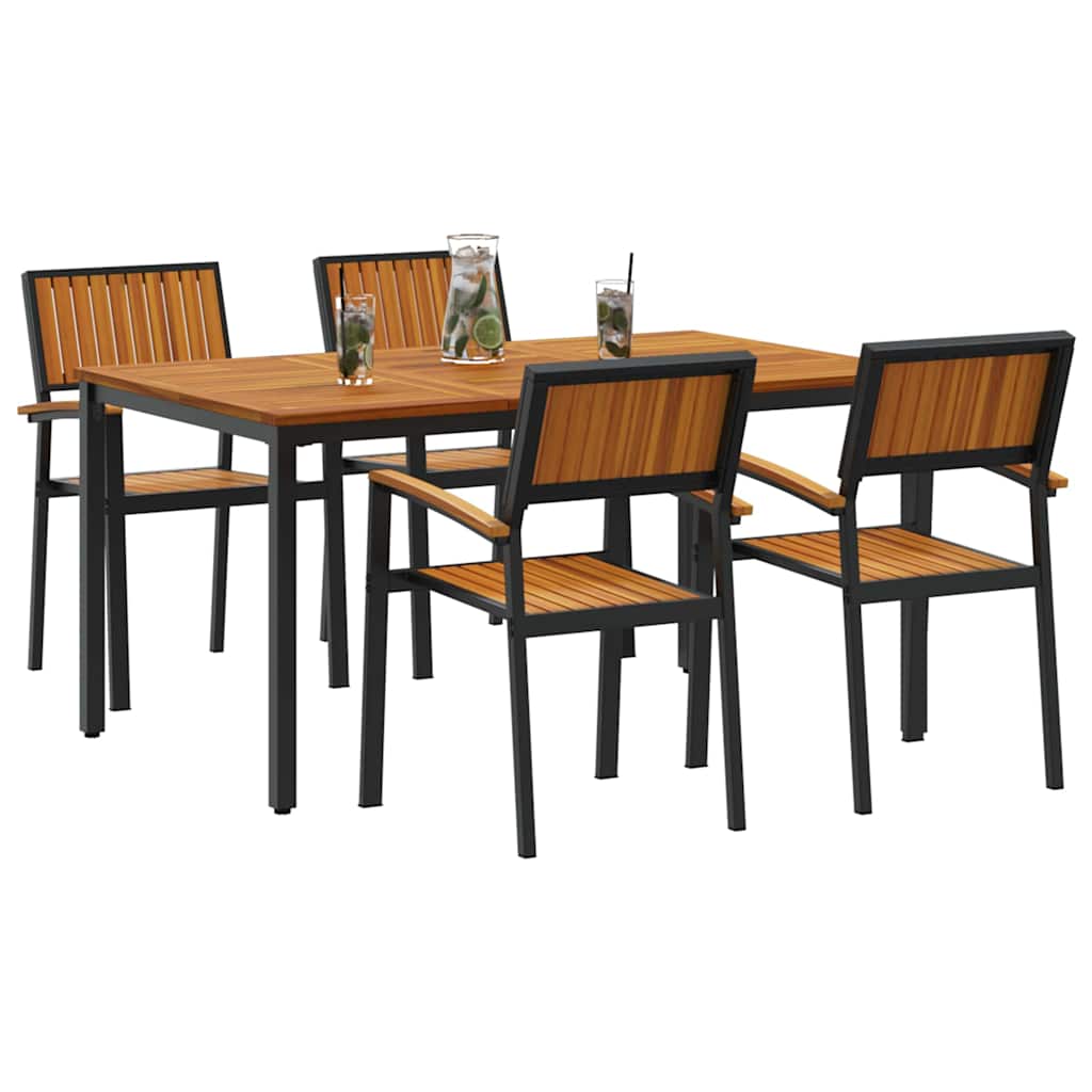 Garten Essgruppe 5 pcs Schwarz Massivholz Akazie