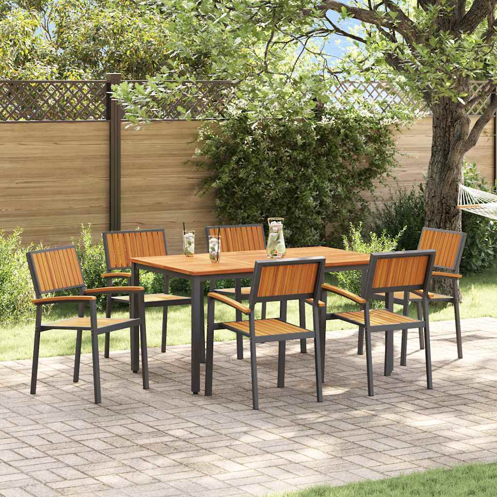 Garten Essgruppe 7 pcs Schwarz Massivholz Akazie