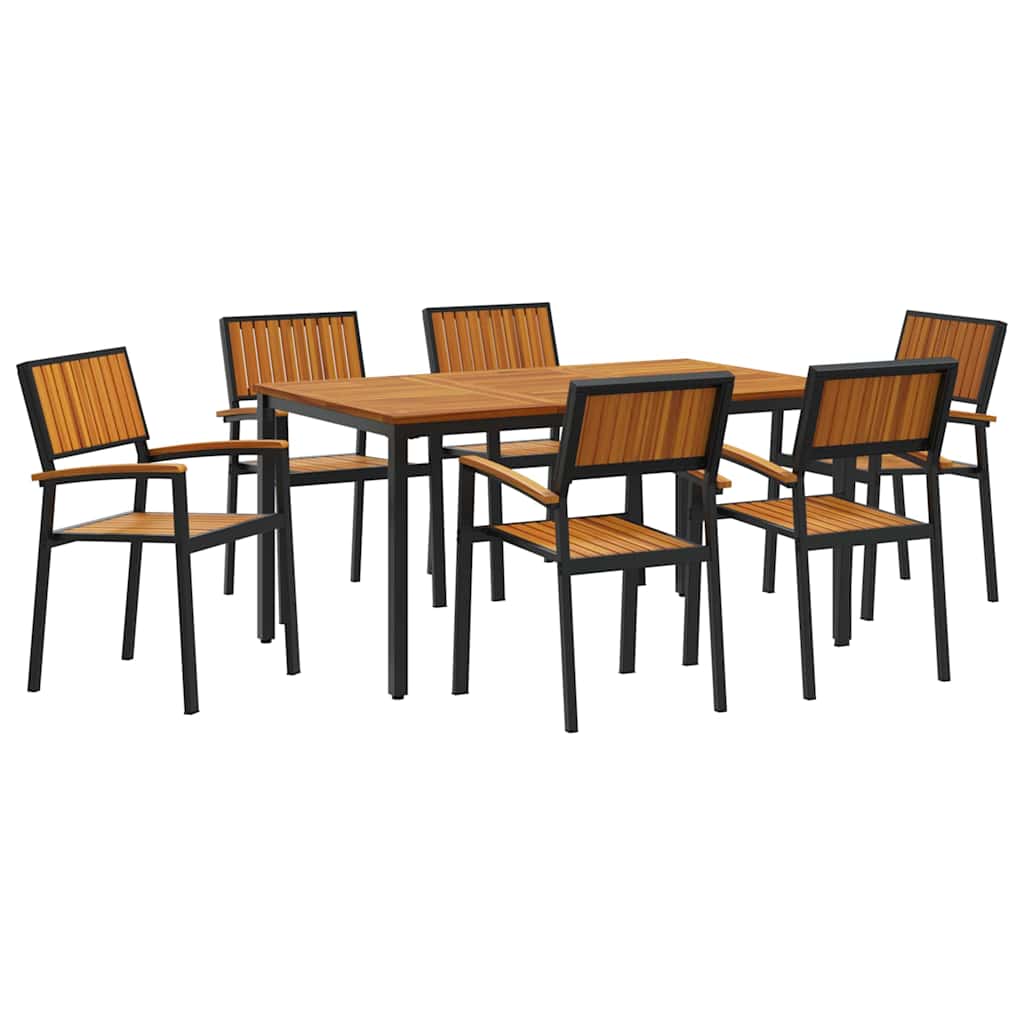 Garten Essgruppe 7 pcs Schwarz Massivholz Akazie