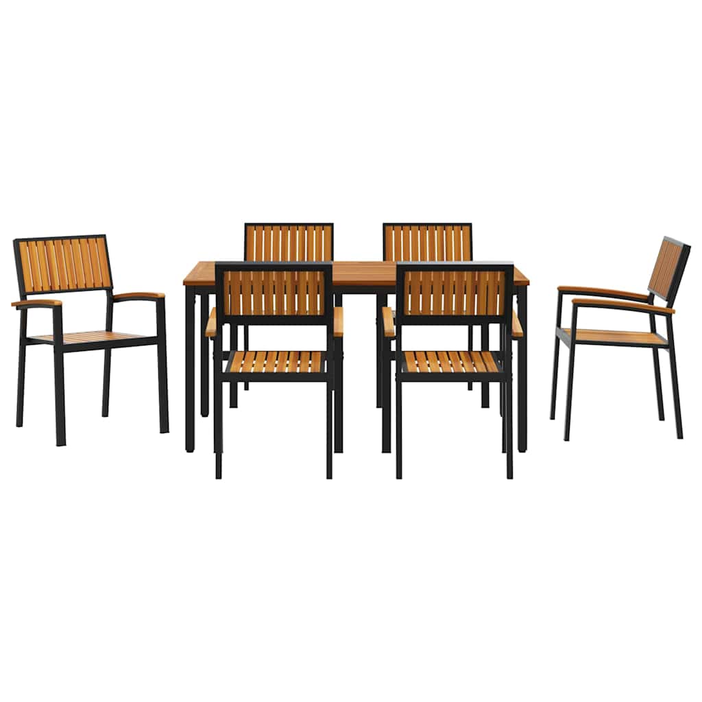 Garten Essgruppe 7 pcs Schwarz Massivholz Akazie