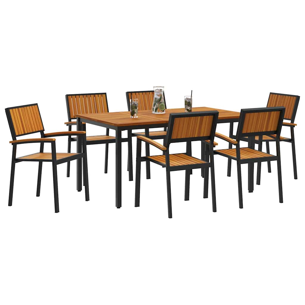 Garten Essgruppe 7 pcs Schwarz Massivholz Akazie