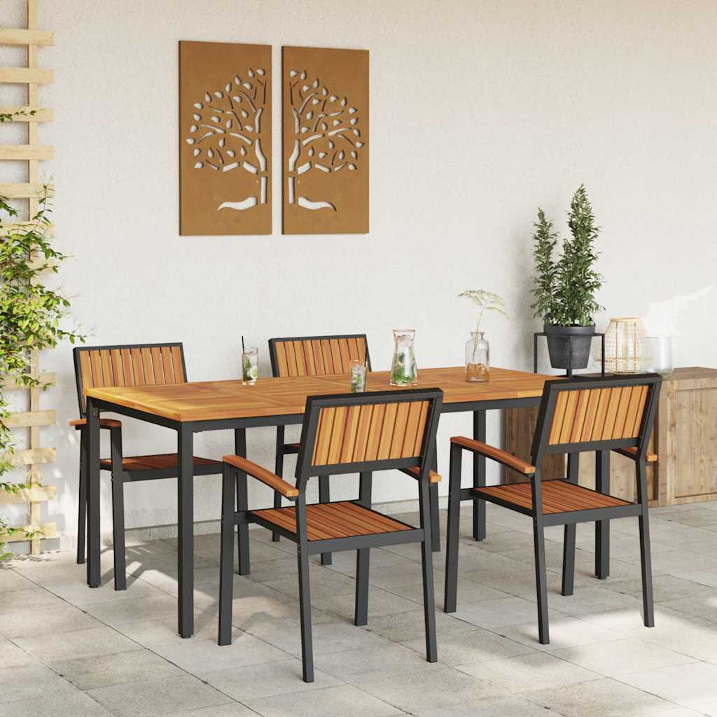 Garten Essgruppe 5 pcs Schwarz Massivholz Akazie