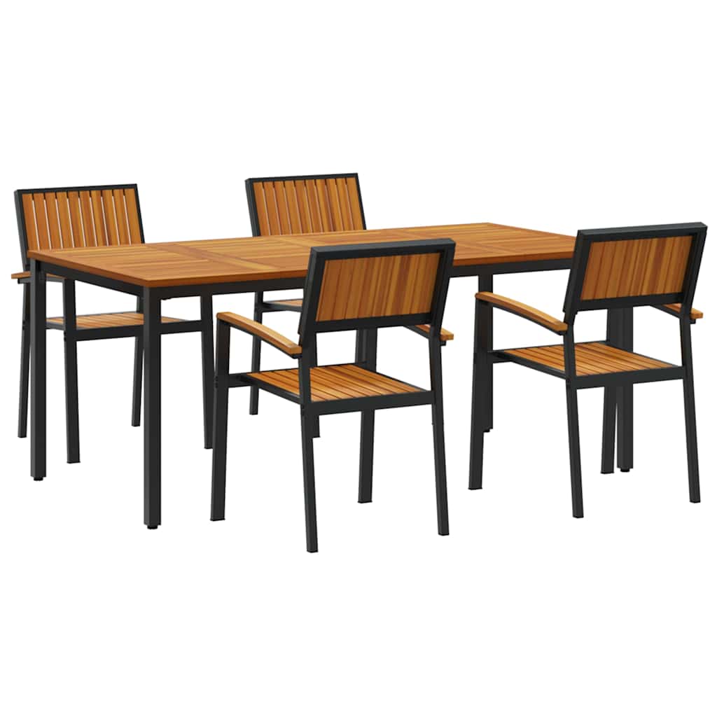 Garten Essgruppe 5 pcs Schwarz Massivholz Akazie