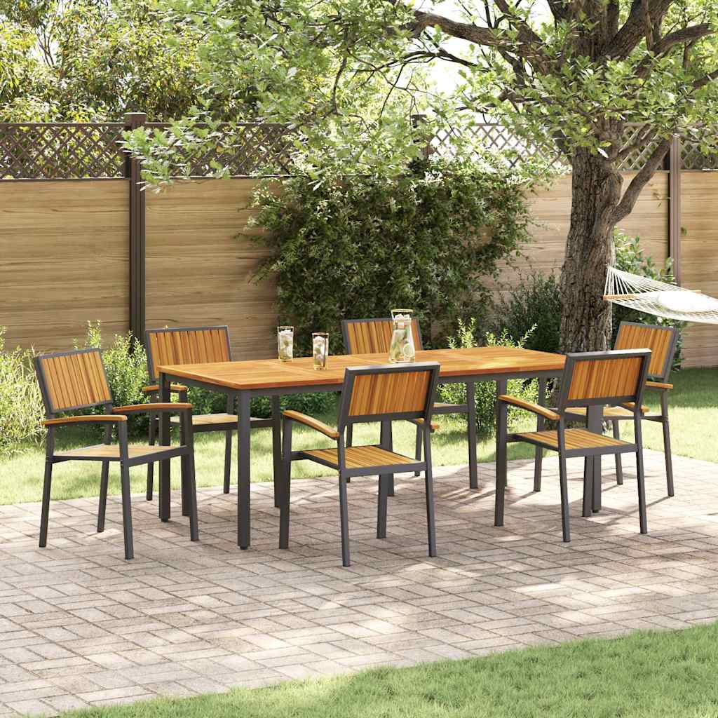 Garten Essgruppe 7 pcs Schwarz Massivholz Akazie